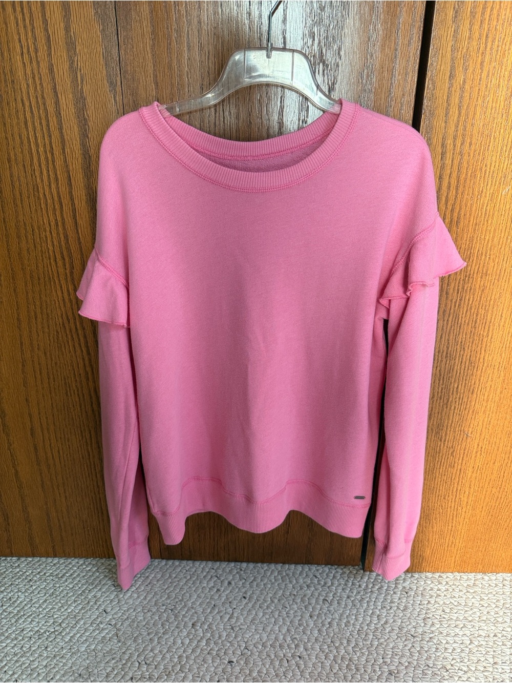 Hollister Pink Ruffle Sleeve Crewneck Sweatshirt